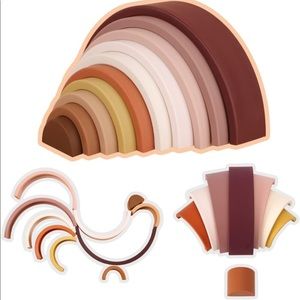 NWT Silicone Stacking Rainbow neutral/boho colors. 10 pieces.